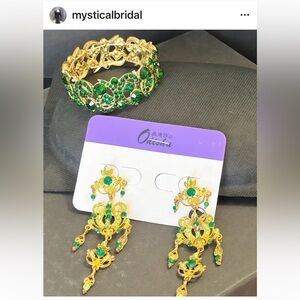 Gold and Green Earrings